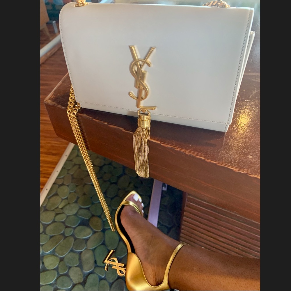 YSL Kate New Small handbag and Gold Opyum sandal